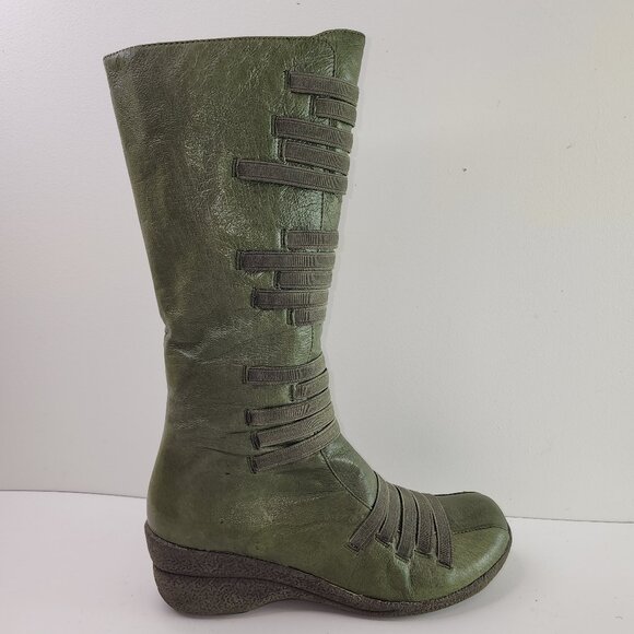 Miz Mooz Orso Green Leather Tall Winter Boots (39 EU / 8.5 US) - Picture 4 of 10